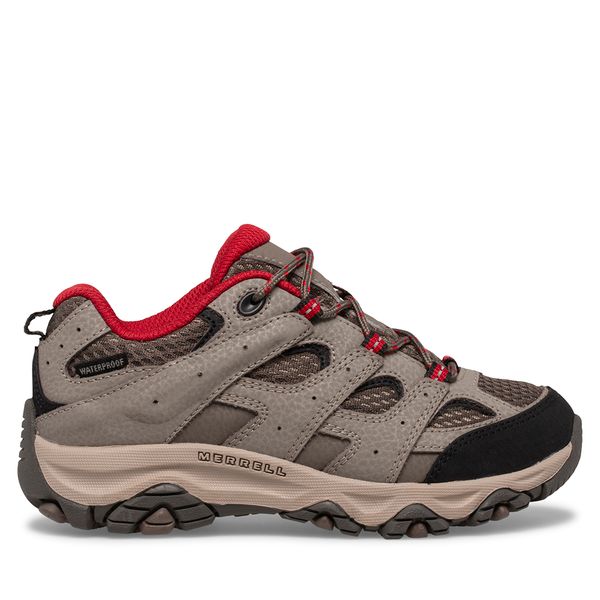 Zapatilla Niños Moab 3 Café/Rojo Waterproof Merrell