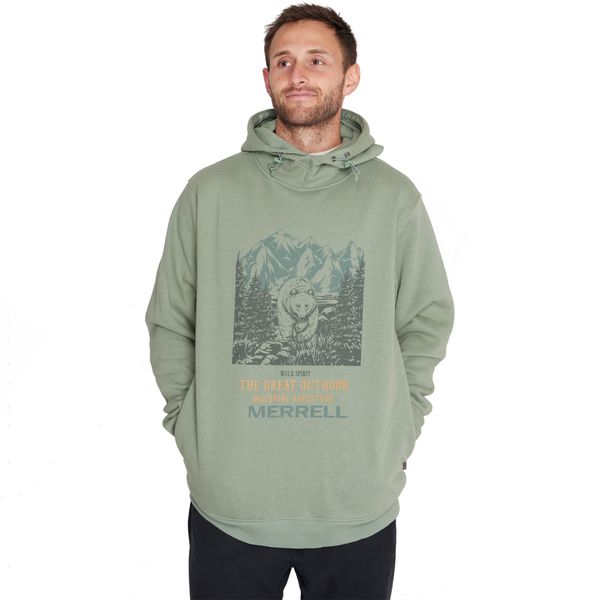 Poleron Hombre Sweatshirt With Hoodie Verde Musgo Merrell