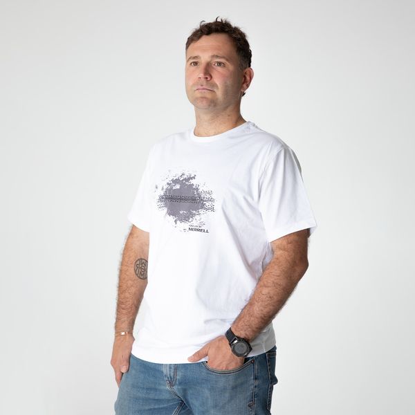 Polera Hombre Fireflies Bike & Lines Blanca Merrell