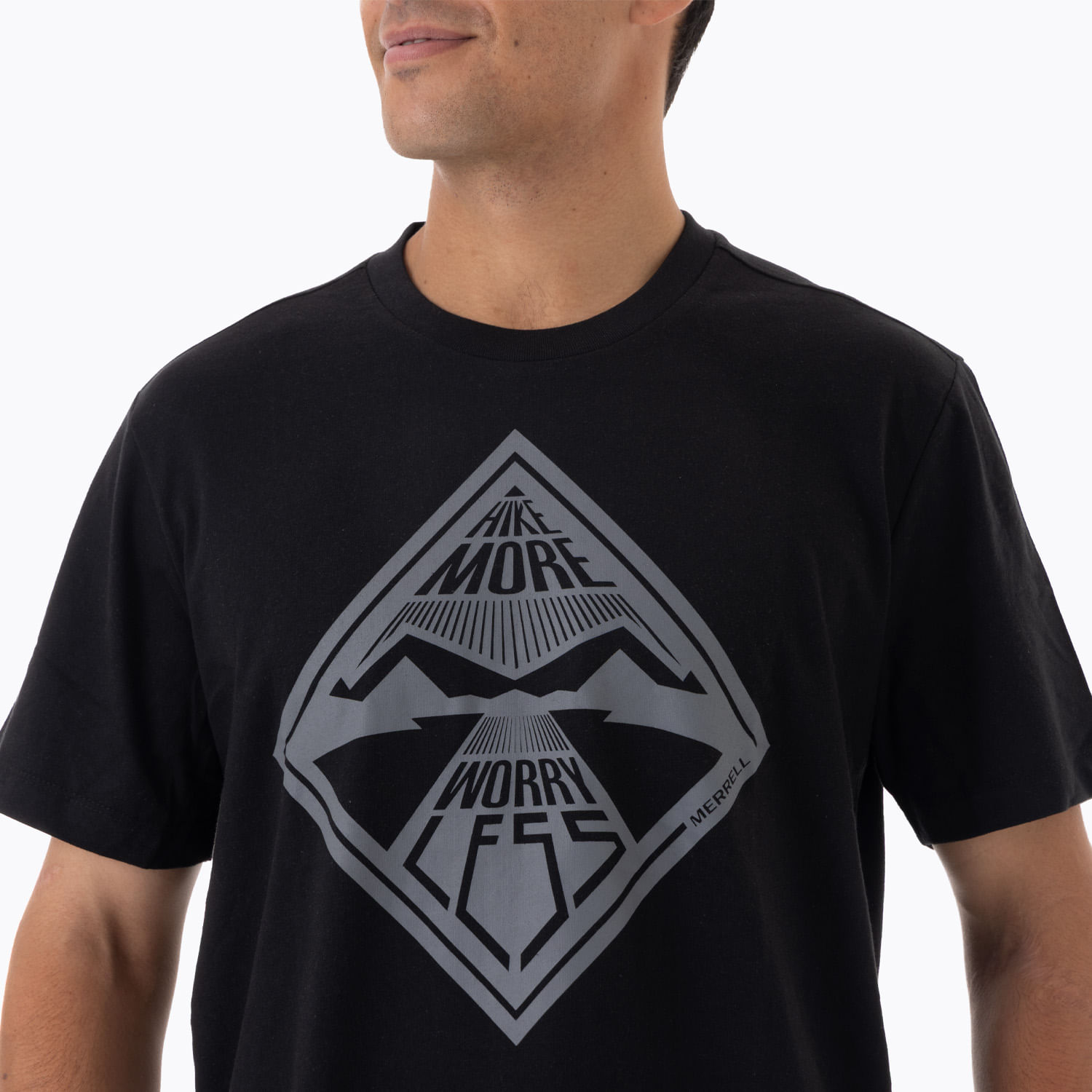 Polera Manga Corta Hombre Worry Less Negro Merrell